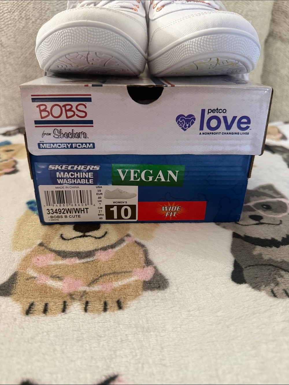 Skechers White BOBS Vegan Memory Foam Low-Top Sneakers - Picture 2 of 5